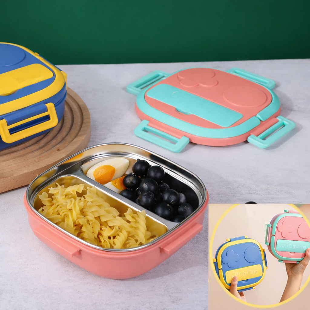SCOFFCO TedeMei Lunch Box 6122 (WPT) – Insulated Stainless Steel 2-Compartment Lunch Box | Leakproof & Durable | Ideal for Kids, School & Office