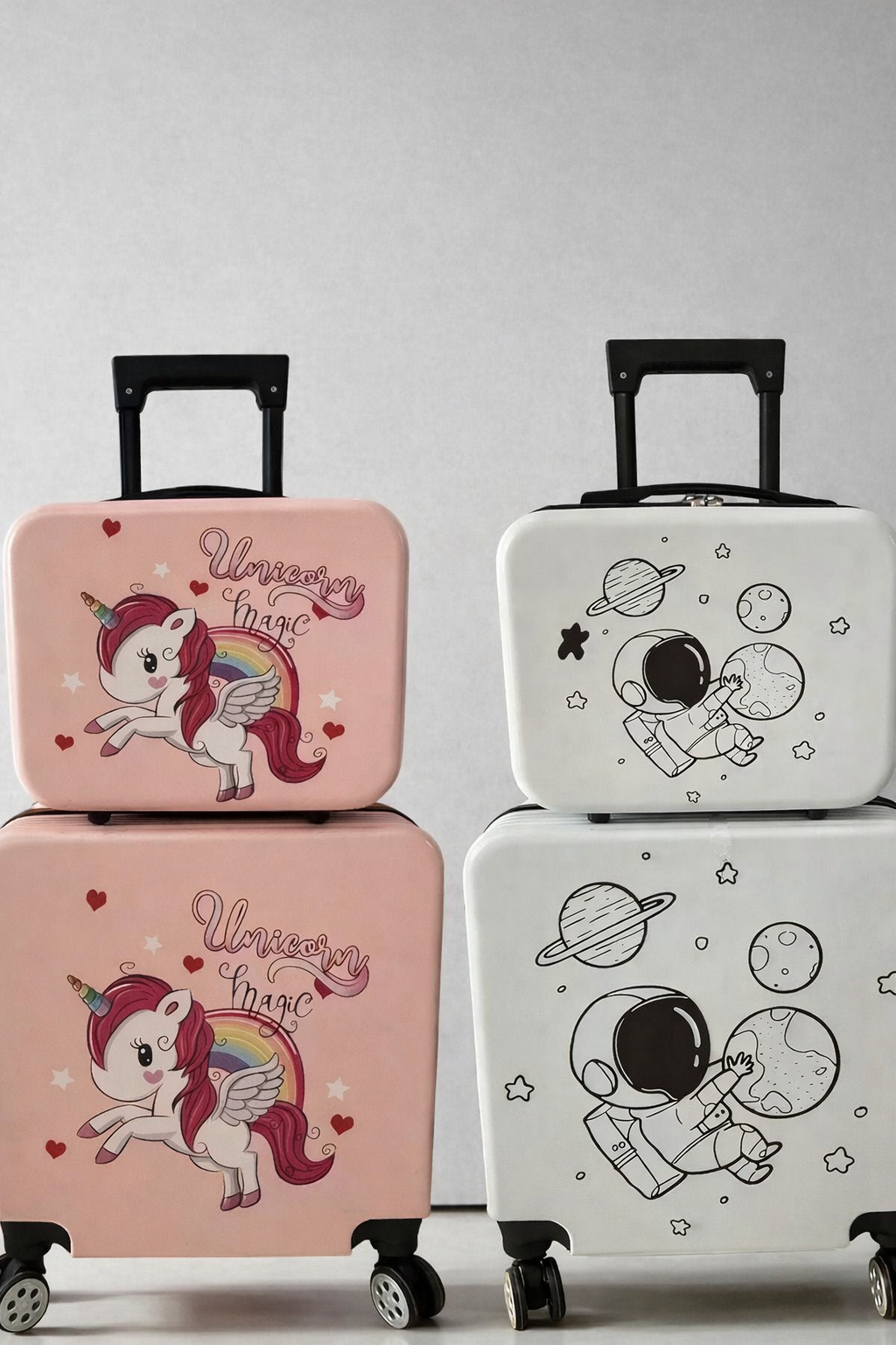 SCOFFCO KIDS LUGGAGE BAG 716 SET OF 2 LUGGAGE : SUITCASE & VANITY (WPT) - VARIATION COLOUR - ( PINK UNICORN / WHITE STAR WARS )