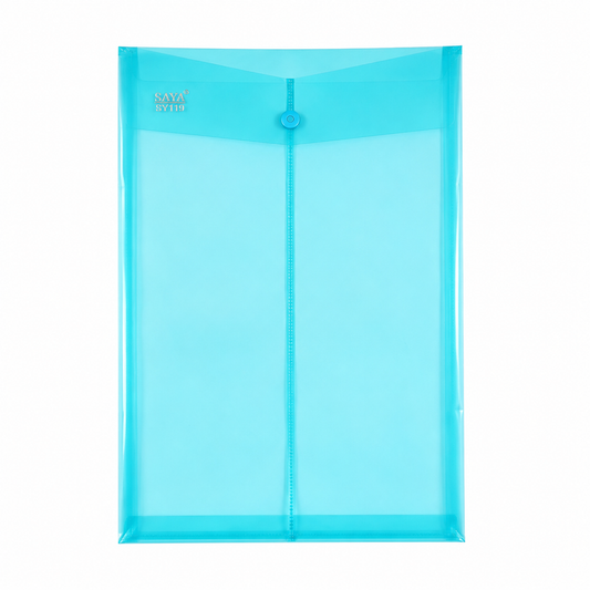 SAYA Vertical Button Envelope FS SY119 | FS Size Document Folder with Secure Button Closure | Durable Waterproof PP Plastic File Organizer for Office, School & Certificates |