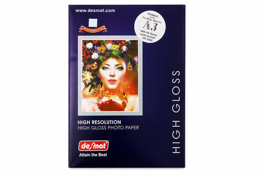 DESMAT A3 High Gloss Photo Paper 150 GSM | 50 Sheets | High Resolution Inkjet Printing Paper | Instant Dry | Water Resistant | Glossy Finish for Photos & Graphics