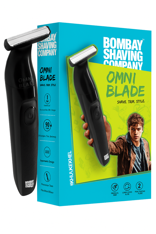 Bombay Shaving Company OmniBlade 3-in-1 Beard Trimmer For Men | Trim, Style, Shave | Type C Flash Charging | Multi Length Settings Comb, Detachable Blades | Gifts For Men