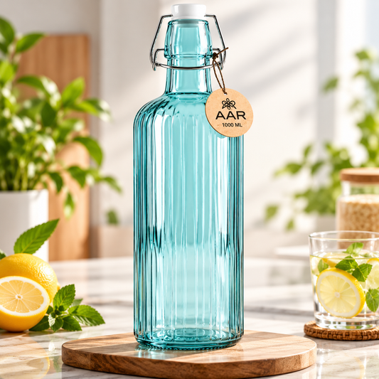 AAR Retro Glass Bottle with Swing Top Leakproof Cap | Stylish Reusable Glass Water Bottle for Home, Office & Kitchen