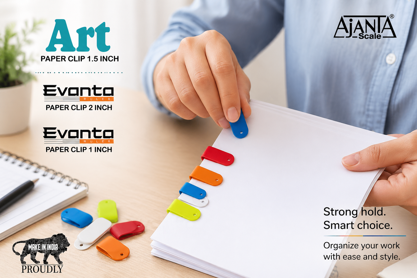 Ajanta 1 Inch Paper Clip No. 975 – Strong Grip, Rust-Resistant Steel | Smooth Finish |