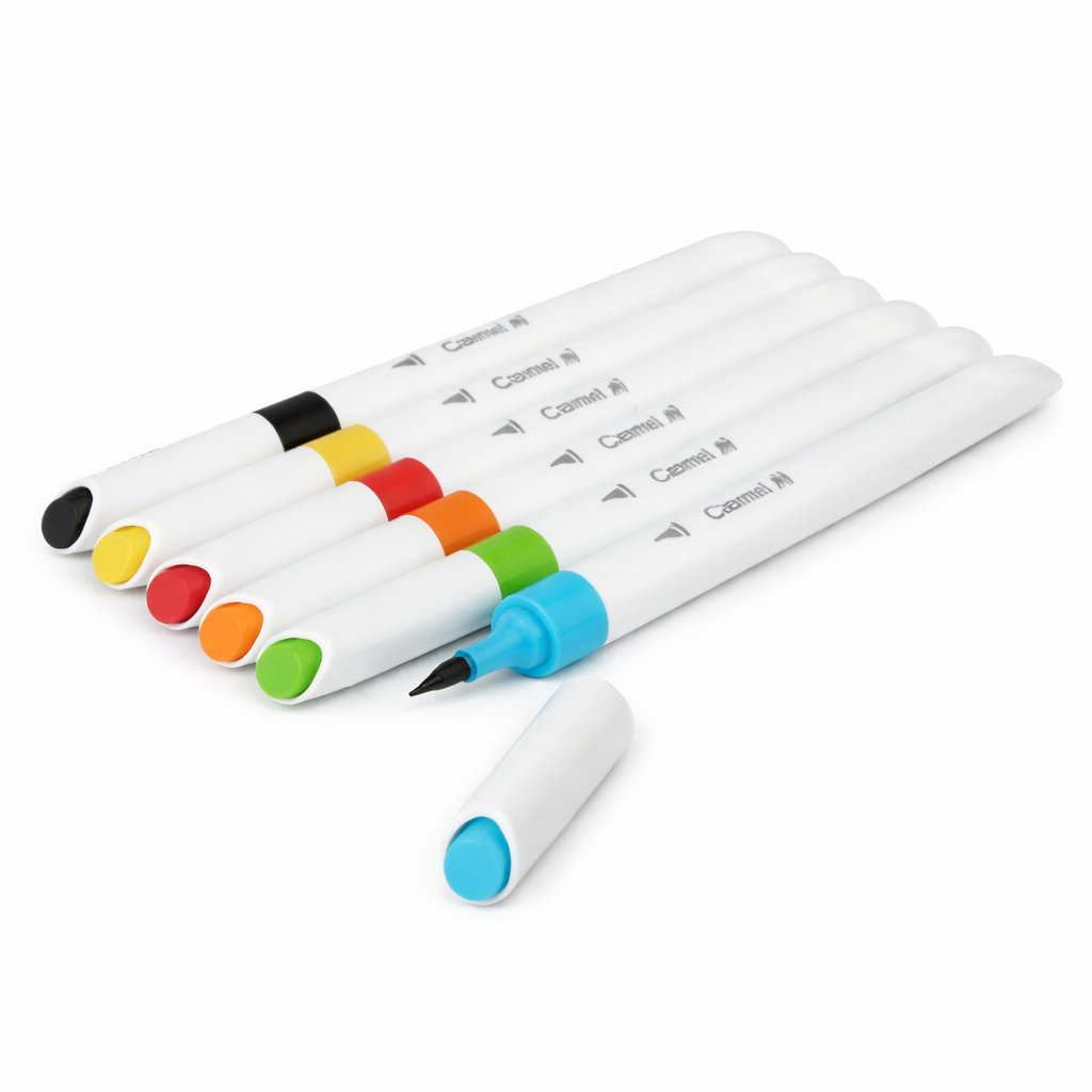 Camlin Fine Point Brush Pen Set – 6 Multicolor Brush Pens for Drawing, Coloring & Calligraphy (Smooth Ink, Fine Tip)
