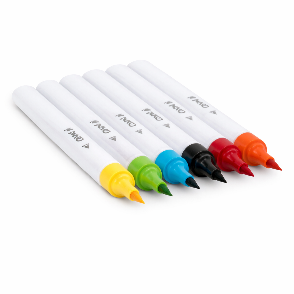 Camlin Fine Point Brush Pen Set – 6 Multicolor Brush Pens for Drawing, Coloring & Calligraphy (Smooth Ink, Fine Tip)