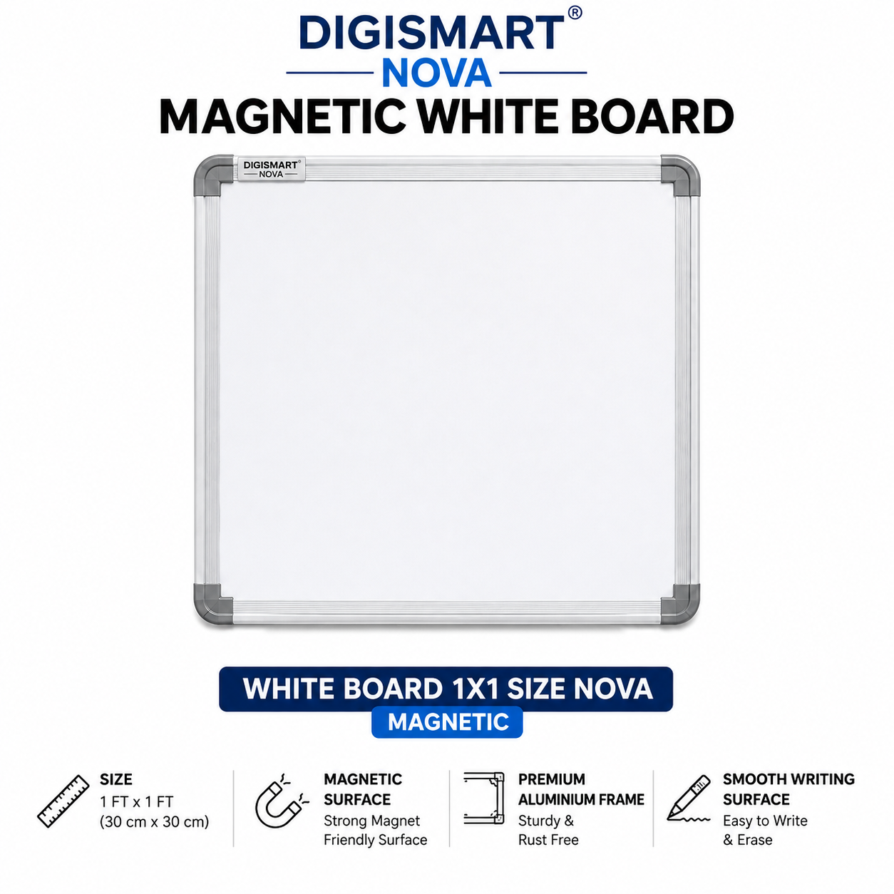 DIGISMART NOVA Magnetic White Board | Aluminium Frame |