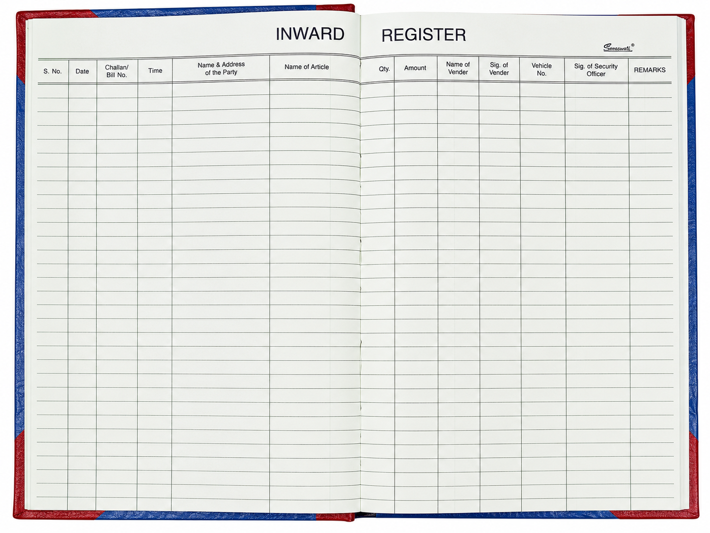 Saraswati Inward Register Book