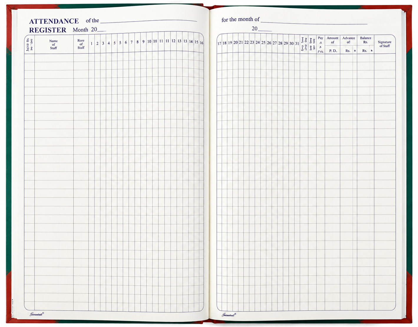 Saraswati Attendance Register Book 3 Quire – School, Office & Employee Attendance Register | Daily Attendance Record Book