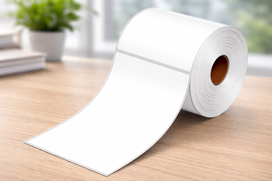 KIYA 75x125 Barcode Label Sticker 1Ups - 400 Labels Per Roll - White Self Adhesive Sticker for Printing Barcoding (1 Roll Per Pack (400 Labels))