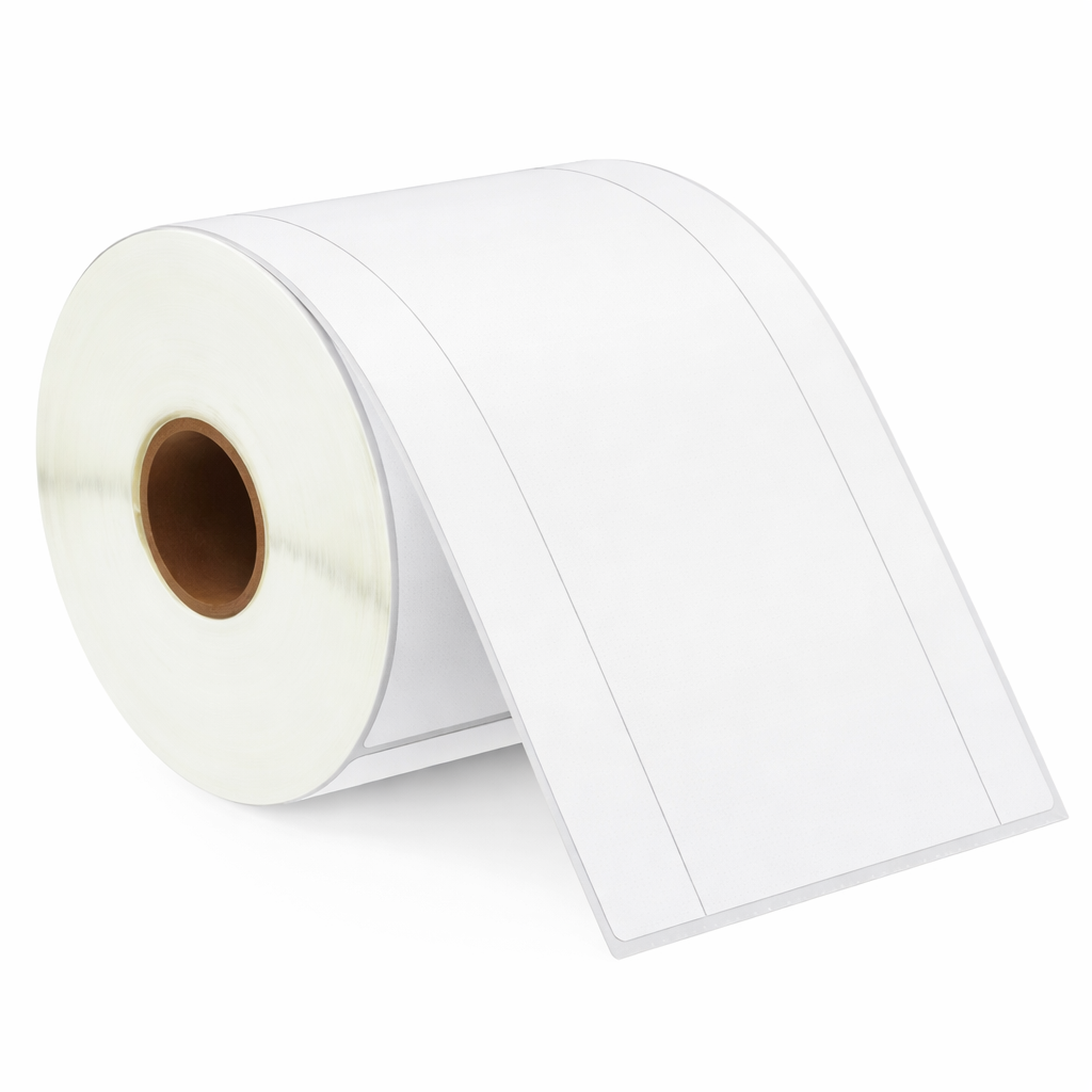 KIYA 75x125 Barcode Label Sticker 1Ups - 400 Labels Per Roll - White Self Adhesive Sticker for Printing Barcoding (1 Roll Per Pack (400 Labels))