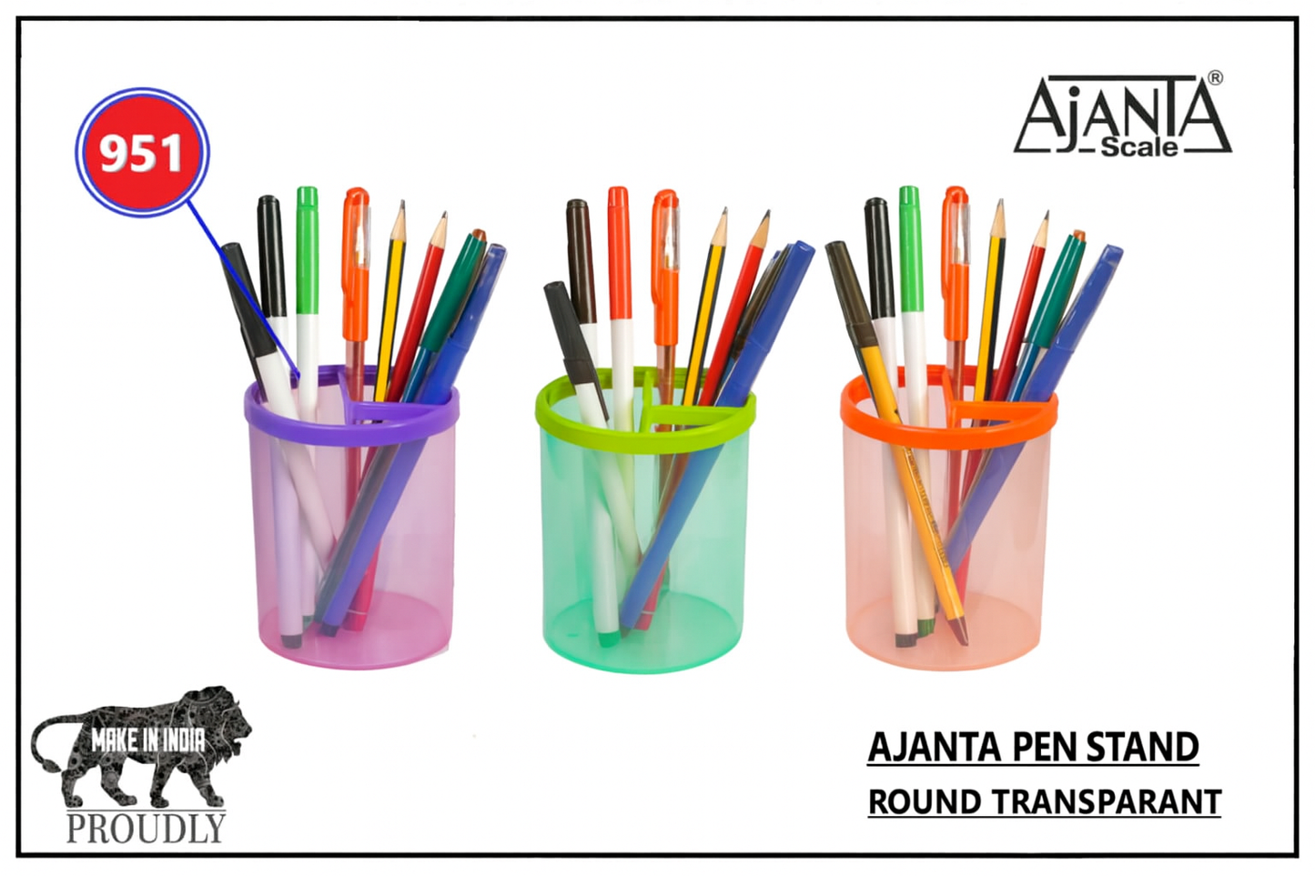 Ajanta Round Pen Stand Transparent Color No. 951 PACK OF 1