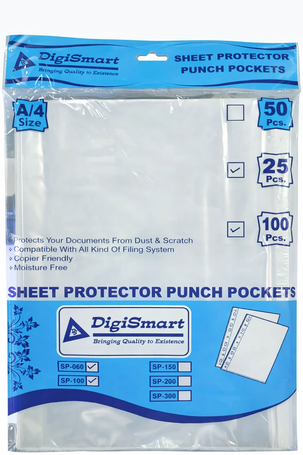 Digismart Sheet protectors A4 30 Microns ( 100 sheets / packet )