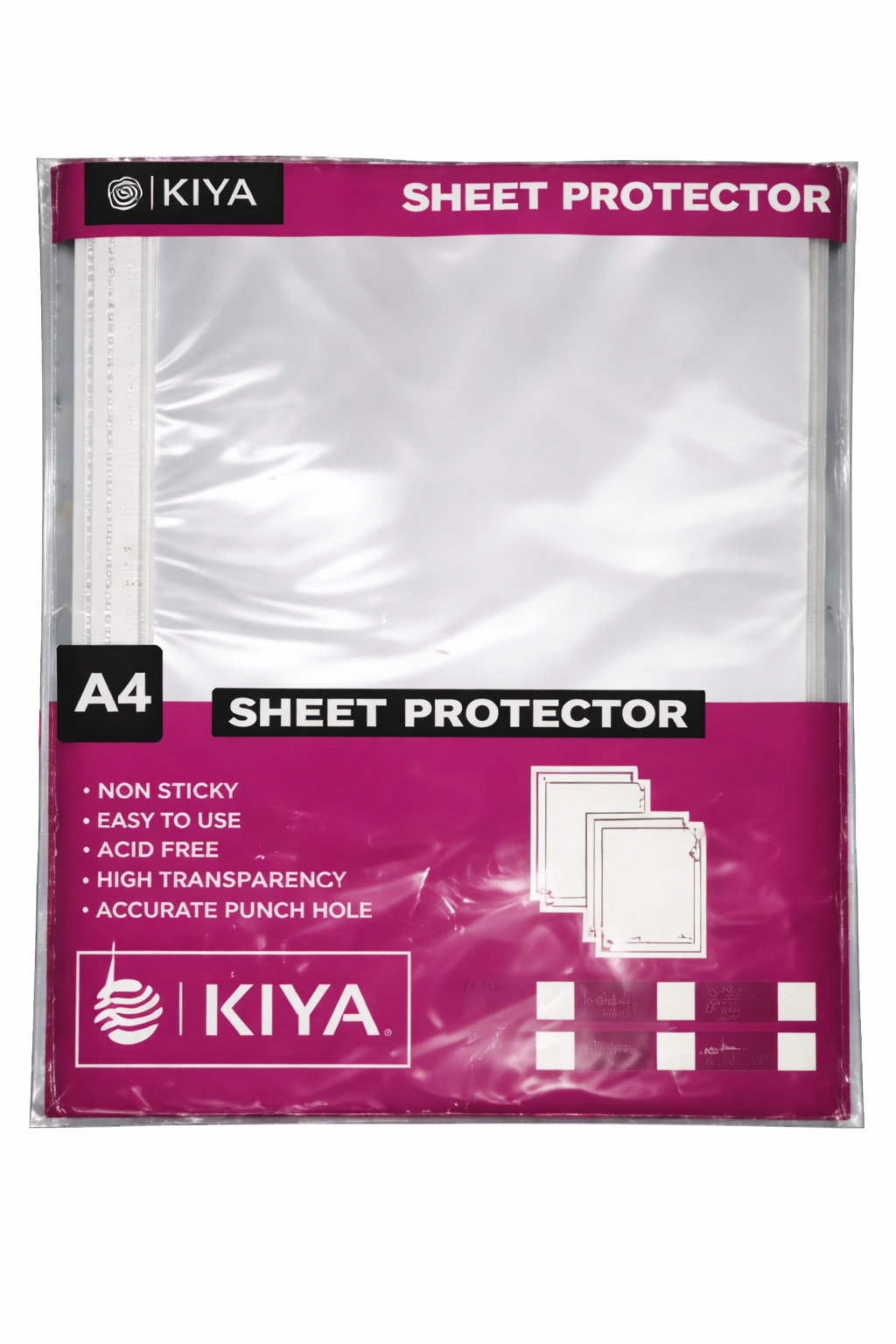 KIYA® Sheet Protector folders | Size: A4 | MICRONS | Transparent Premium Collection Quality