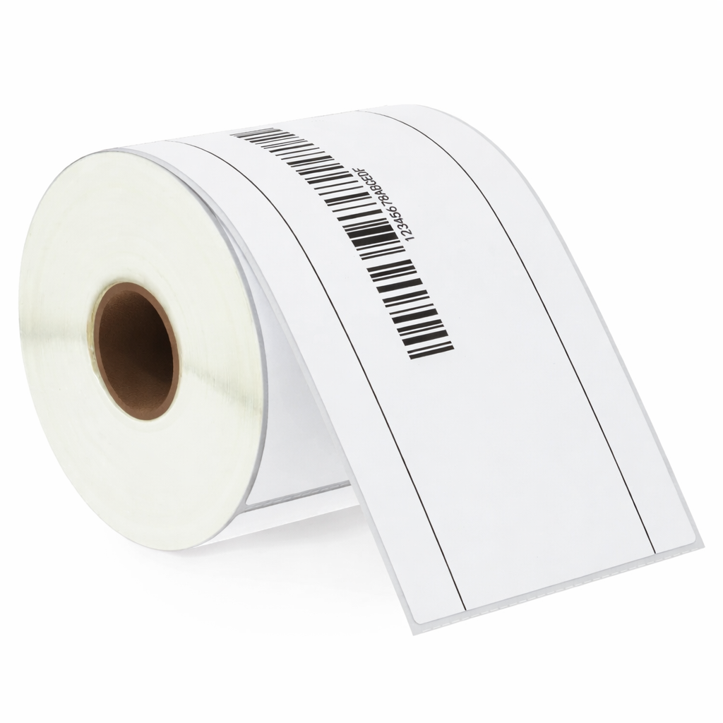 KIYA 75x125 Barcode Label Sticker 1Ups - 400 Labels Per Roll - White Self Adhesive Sticker for Printing Barcoding (1 Roll Per Pack (400 Labels))