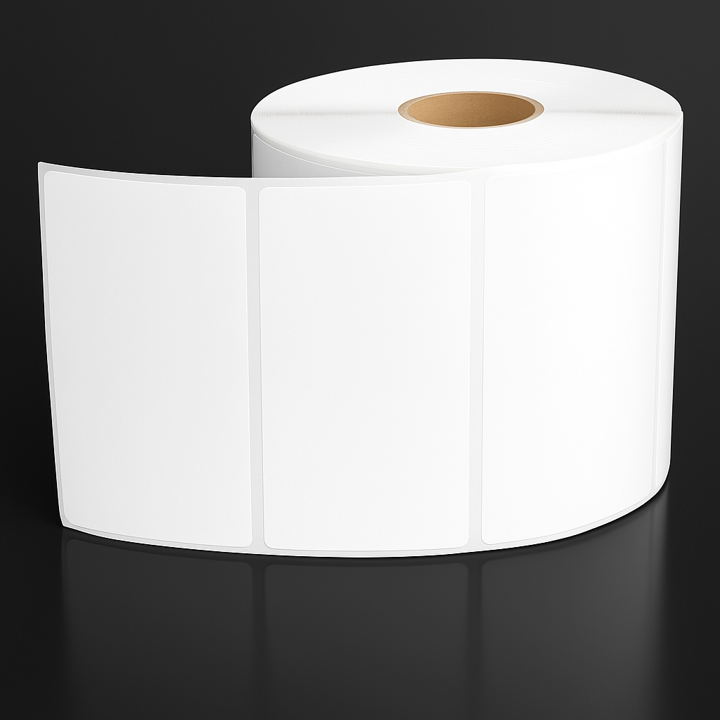 KIYA 60X40 Barcode Label Sticker  - 60mm x 40mm - 1 Ups - 1000 Labels Per Roll - White Self Adhesive Sticker for Printing Barcoding (1 Roll Per Pack (1000 Labels))
