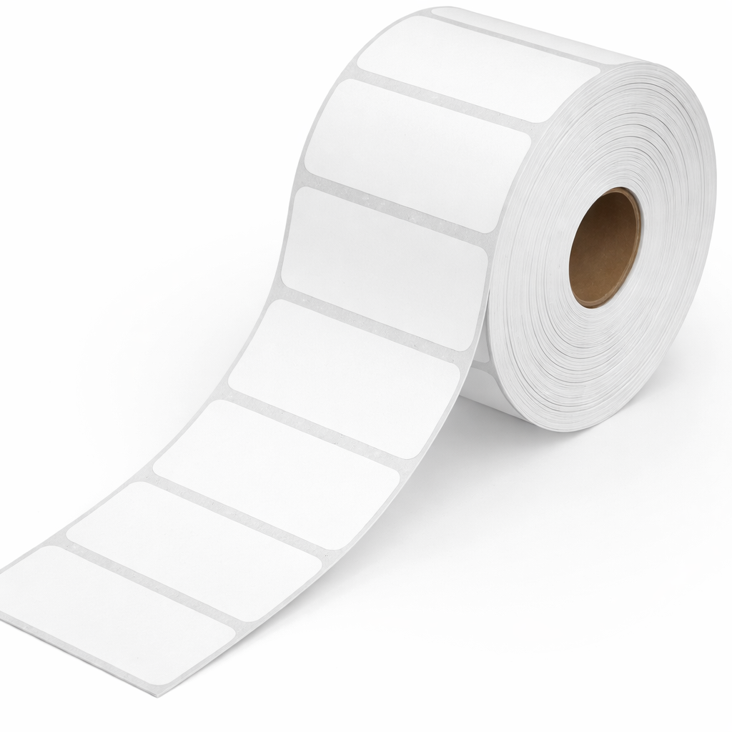 KIYA 60X40 Barcode Label Sticker  - 60mm x 40mm - 1 Ups - 1000 Labels Per Roll - White Self Adhesive Sticker for Printing Barcoding (1 Roll Per Pack (1000 Labels))