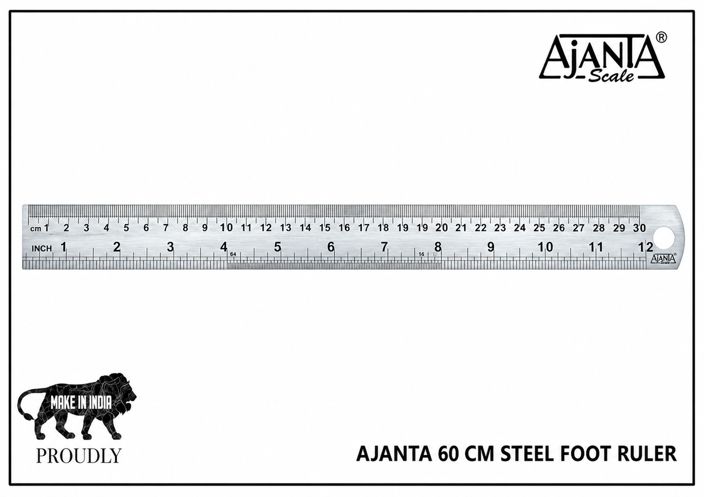Ajanta Cross Steel Foot ruler 60cm ( 24 INCH )