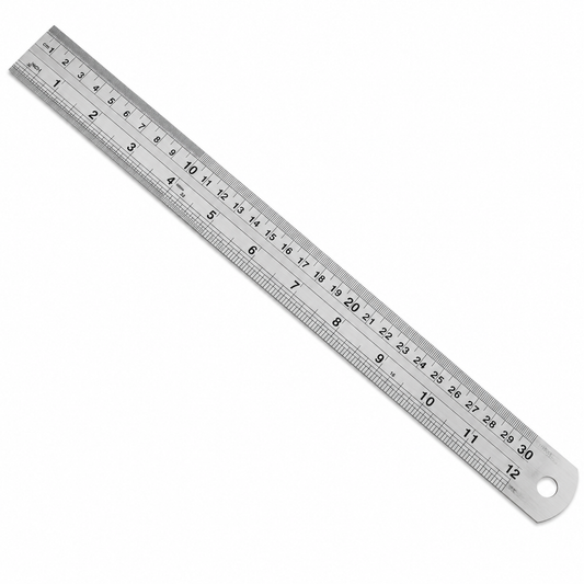 Ajanta Easy Foot Ruler 30cm (12 Inch) Stainless Steel Scale | Double-Sided Metric & Imperial Markings | Durable Metal Measuring Ruler for Students, Engineers, Architects & Office Use