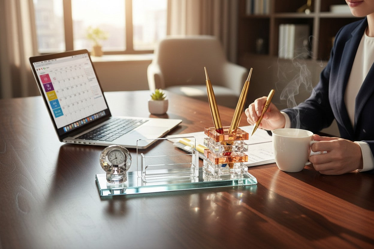 Business Card Holder Desk Set