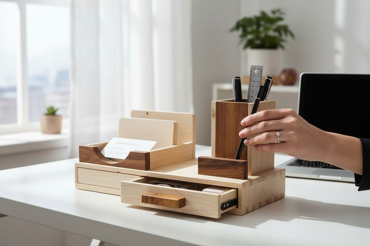 wooden pen holder organizer