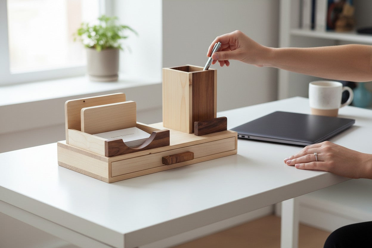 office desk organizer wooden