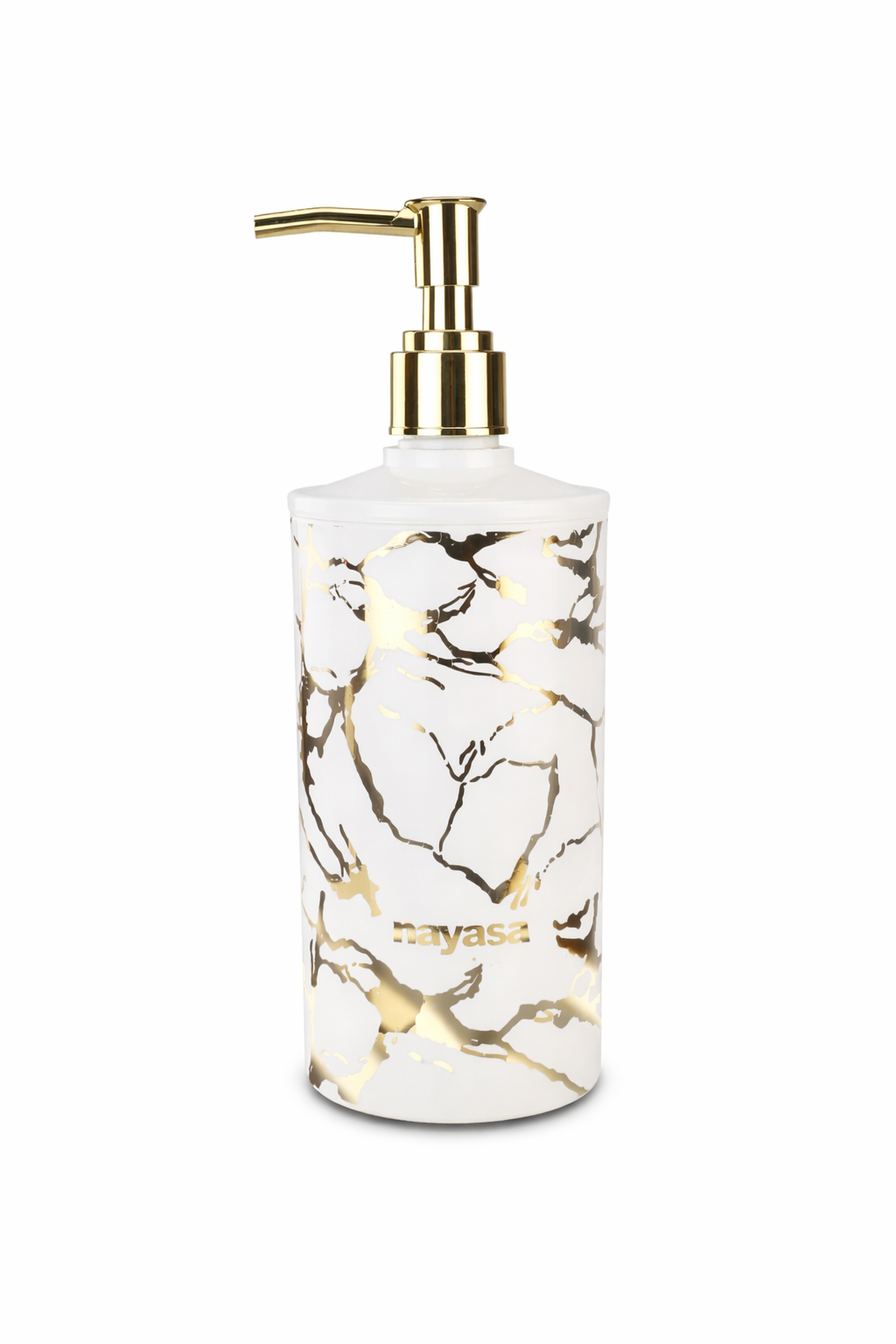 Nayasa Marble Soap Dispenser with Gold Pump | Refillable Handwash Bottle