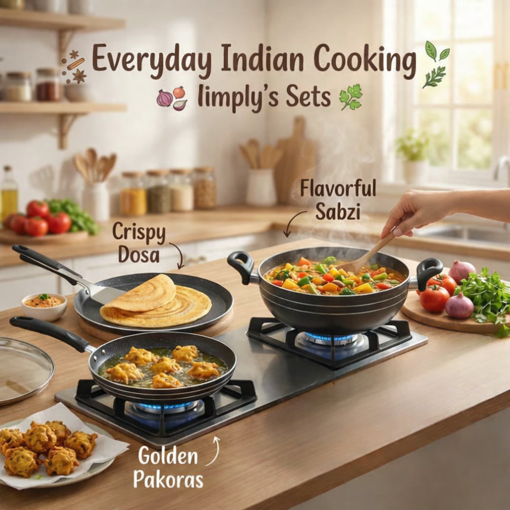 Skyline Non-Stick Cookware Set, 240mm Frying Pan, 280mm Dosa Tawa & 240mm Kadhai VTL - 8700