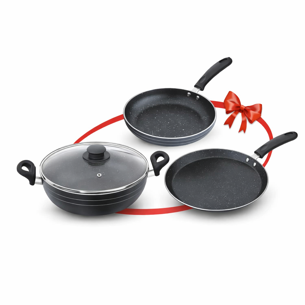 Skyline Non-Stick Cookware Set, 240mm Frying Pan, 280mm Dosa Tawa & 240mm Kadhai VTL - 8700