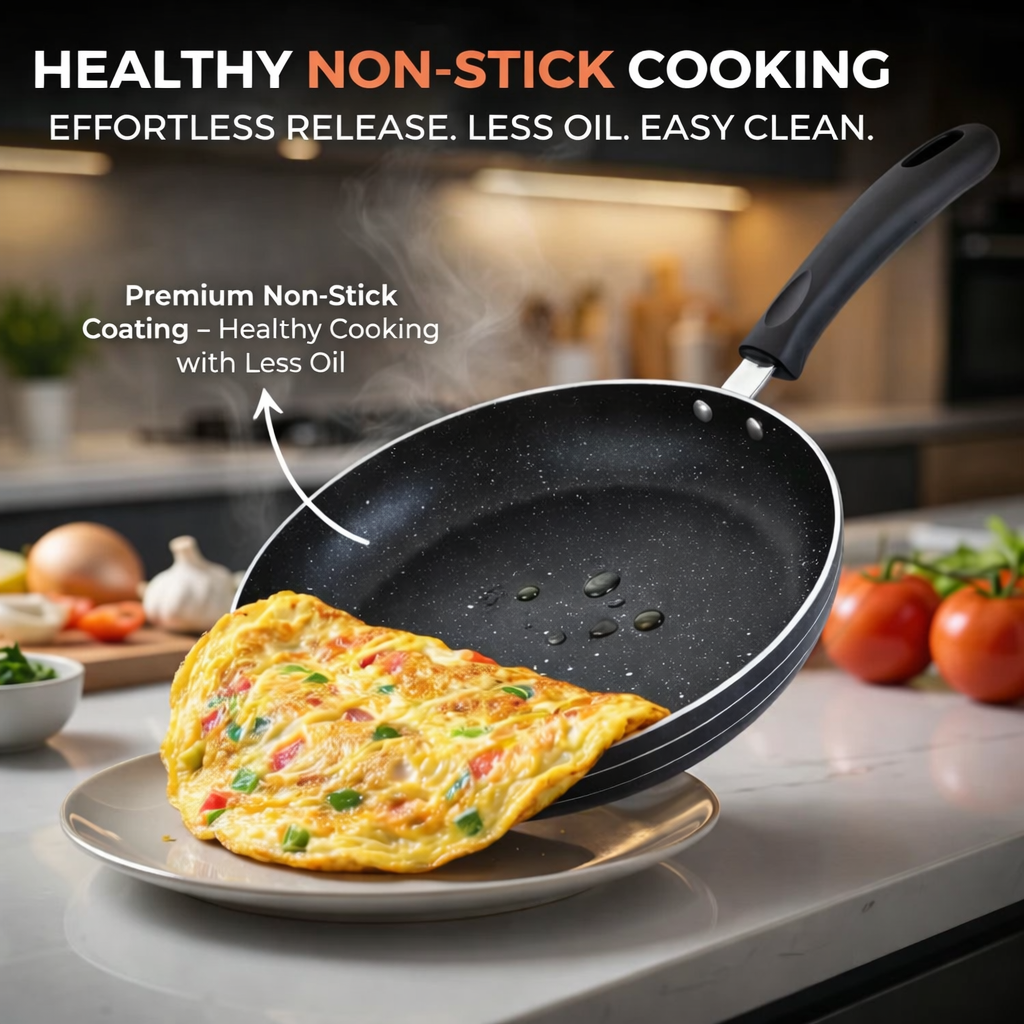 Skyline Non-Stick Cookware Set, 240mm Frying Pan, 280mm Dosa Tawa & 240mm Kadhai VTL - 8700