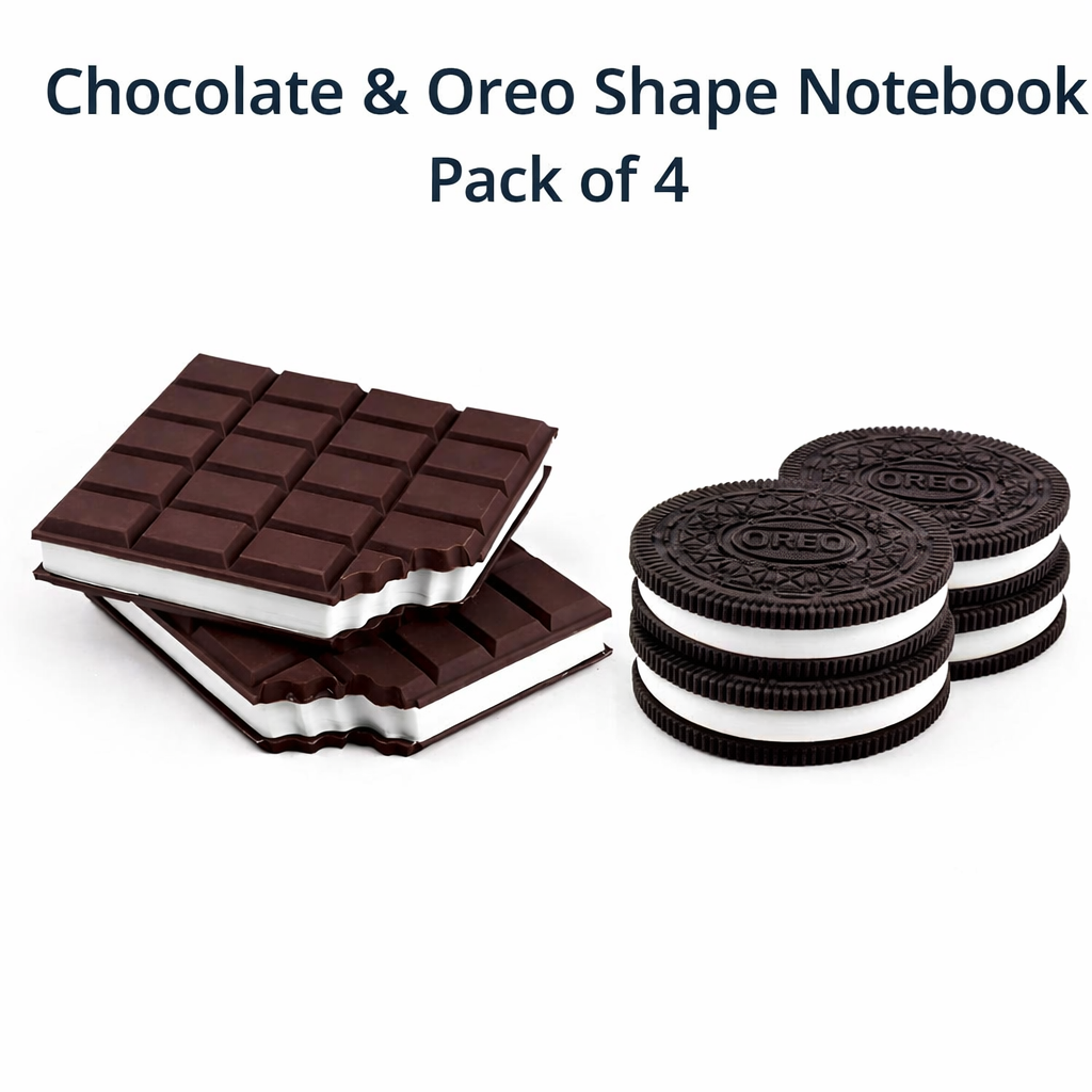 Cute Chocolate-Themed Notebook Set – SHAPED SMELL NOTEBOOKS PO4 ( OREO , DAIRYMILK , LOTUS , WAFFLE 1 PC EACH) (SKJ) (Pack of 4)