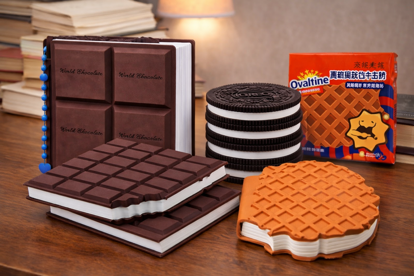 Cute Chocolate-Themed Notebook Set – SHAPED SMELL NOTEBOOKS PO4 ( OREO , DAIRYMILK , LOTUS , WAFFLE 1 PC EACH) (SKJ) (Pack of 4)