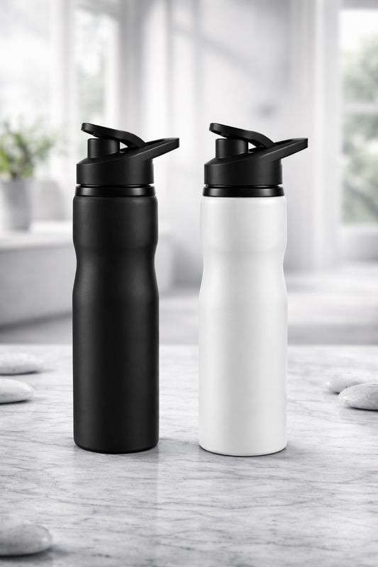 SCOFFCO Stainless Steel Water Bottle 750ml – Matte Black & Matte White, Single Wall, Leakproof Flip Cap, Durable & Lightweight  SS750MLMATT