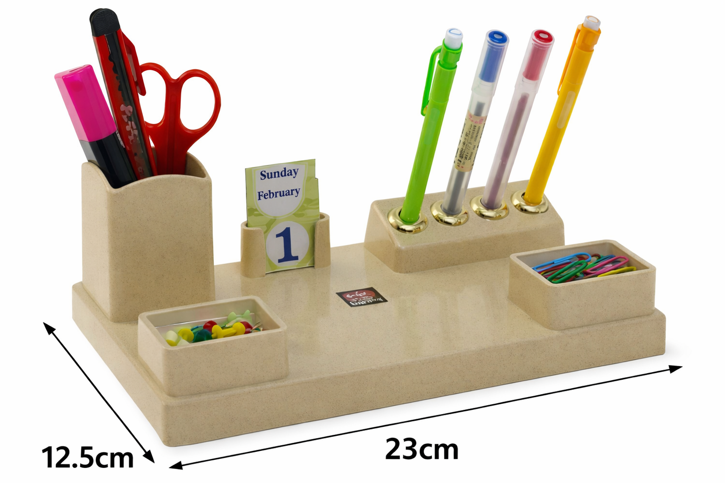 Premium Office Desk Organizer Pen Holder with Mini Calendar (23 × 12.5 cm)