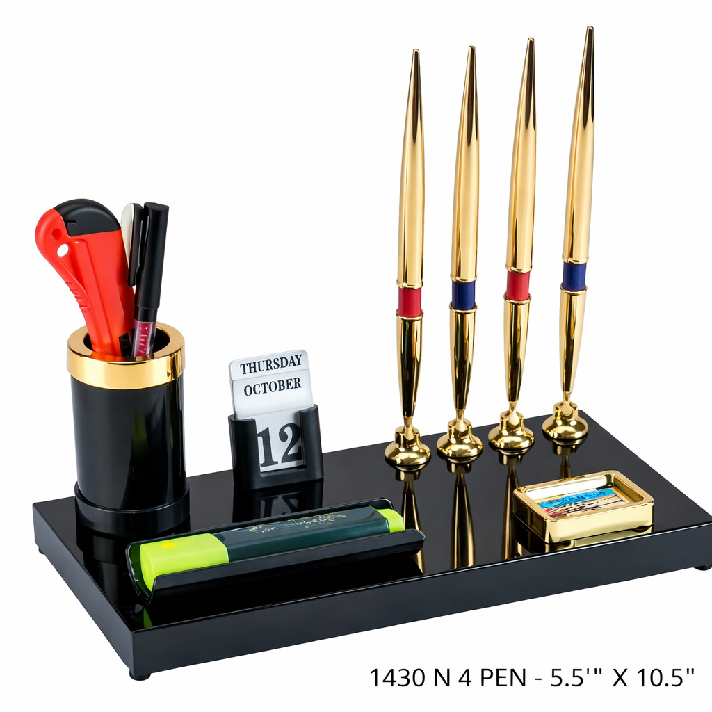 Premium 4 Pen Desk Organizer with Calendar & Utility Holder (Model 1430N) ✨🖊️