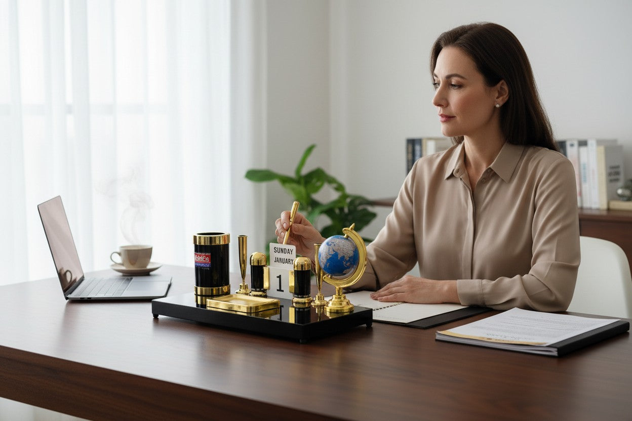 Premium Desk Organizer Set with Globe,