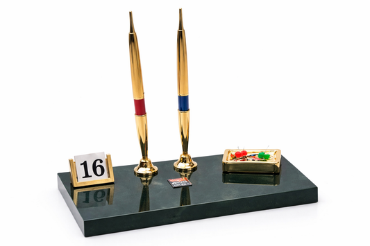 Kebica Premium Executive Desk Pen Stand 1436 - 8.25" x 4" | Decorative Pen Stand (2 Pen Holder with Date)