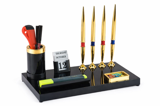Kebica 4 Pen Executive Desk Organizer with Calendar & Utility Tray 1430 4 PEN - 5.5" x 10.5"