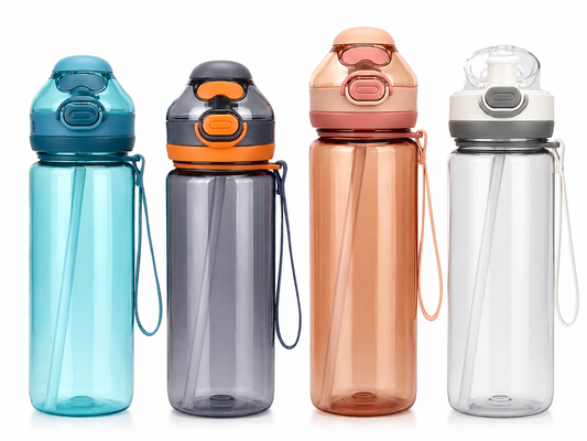SCOFFCO Double Drink Sipper Plastic Bottle 750ML (563 WP) | Leak Proof Water Bottle with Straw & Direct Sip | BPA Free | Portable Sports & School Bottle for Kids & Adults