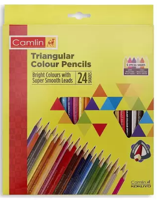 Camlin Triangular Colour Pencils Round Shaped Color Pencils  (Set of 24, Multicolor)
