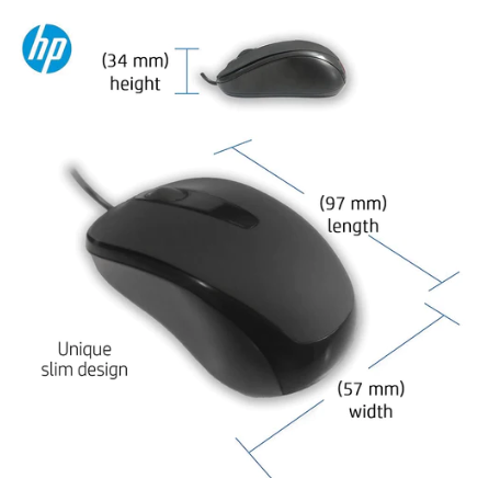 HP M006 Wired USB Optical Mouse with 1200 DPI and 3 Buttons