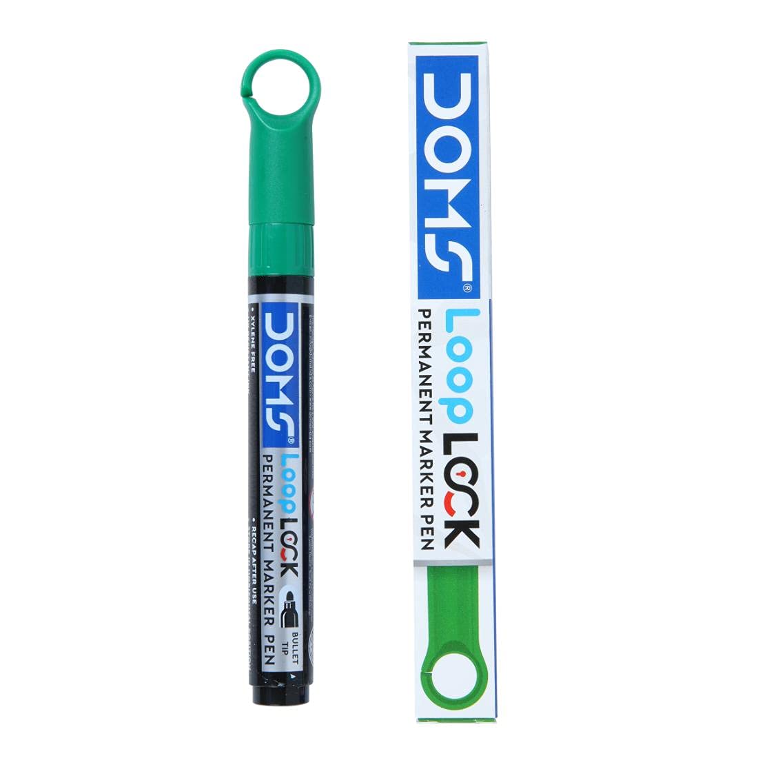 Doms Refilo Non-Toxic Hi-Tech Refillable Loop Lock Permanent Marker Pen (GREEN)