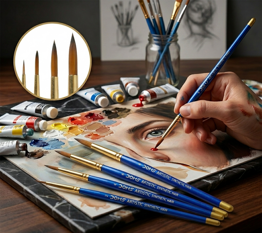 Doms Round Brush No. 000 – Fine Tip Round Paint Brush | Ideal for Art, Craft & Sketching | Durable Bristles