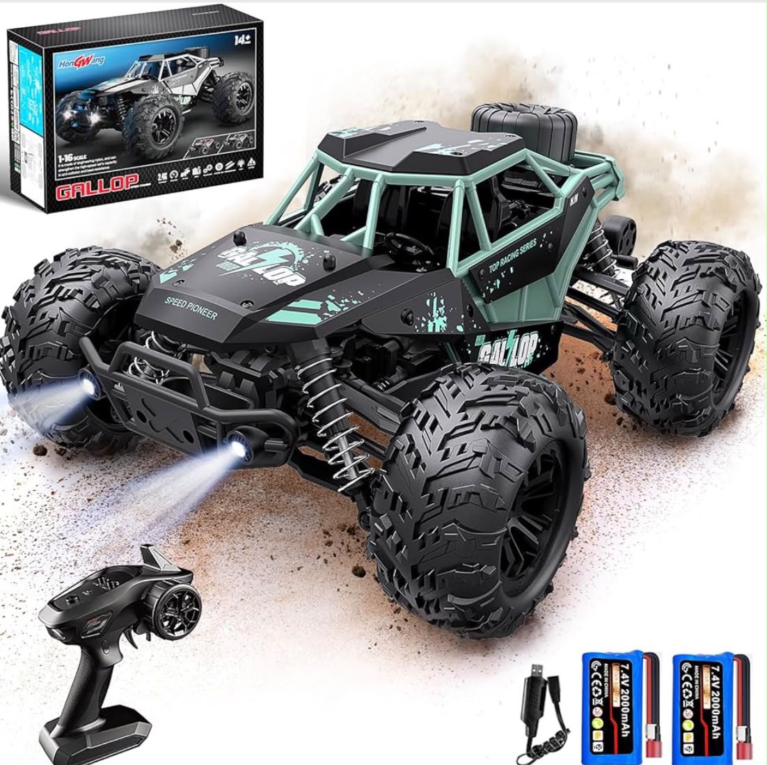 SCOFFCO HW8808-A Remote Control Stunt Car | 2.4GHz RC Off-Road Drift Vehicle | 360° Rotating All-Terrain Monster Truck | Rechargeable Battery Toy for Kids Boys & Girls (TZM)