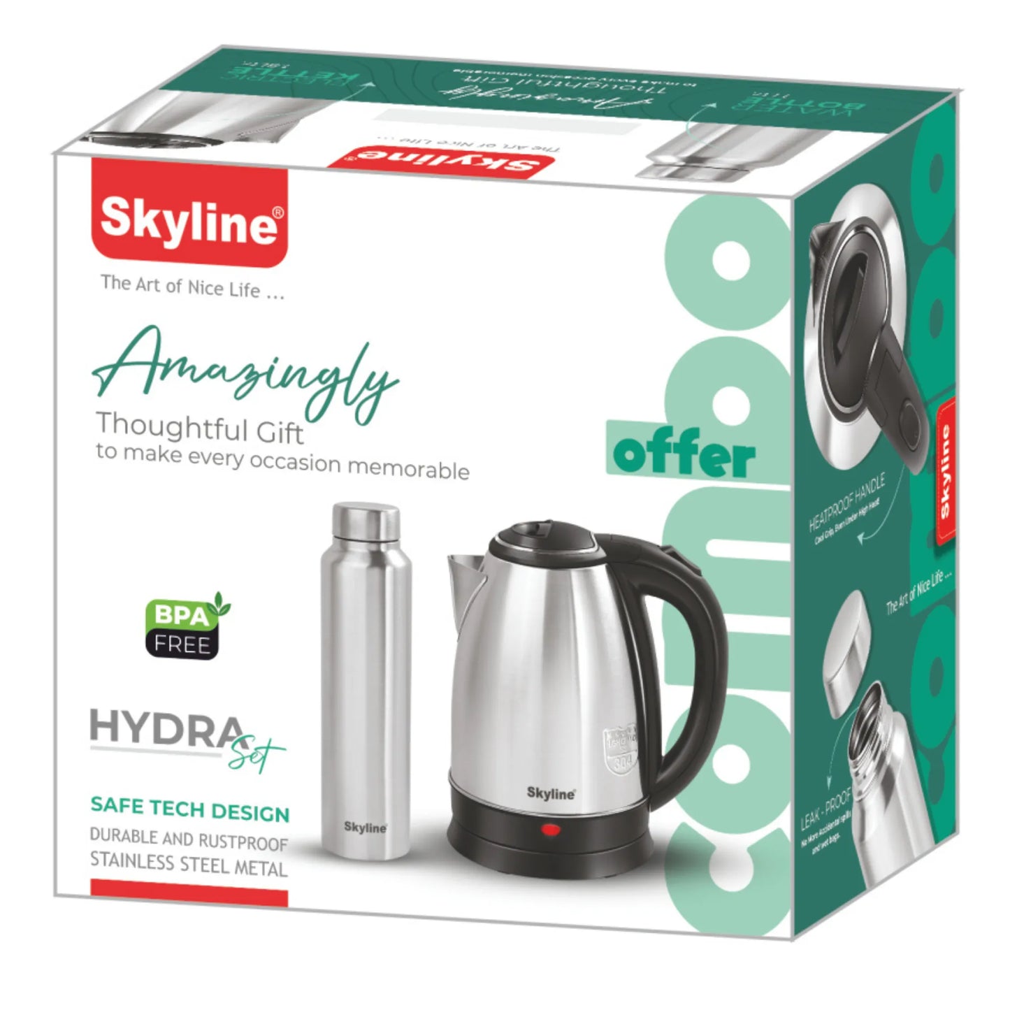 Skyline Hydra Set: Electric Kettle & Stainless Steel Bottle – The Ultimate Beverage Duo