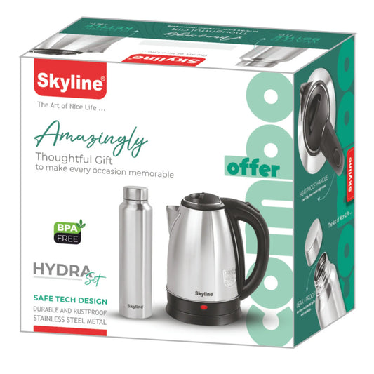Skyline Hydra Set: Electric Kettle & Stainless Steel Bottle – The Ultimate Beverage Duo