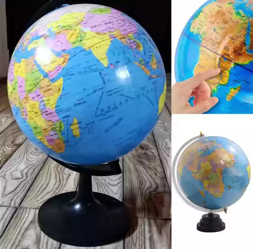 Kebica Educational Rotating 8 inch World Globe with Clearly visible words Desk &Table Globe World Map World Globe  (8 Inch Blue)