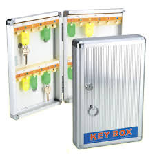 Kebica 24 Key Metal Cabinet Security Box with Lock, Silver, Wall Mount with 24 Key Chain