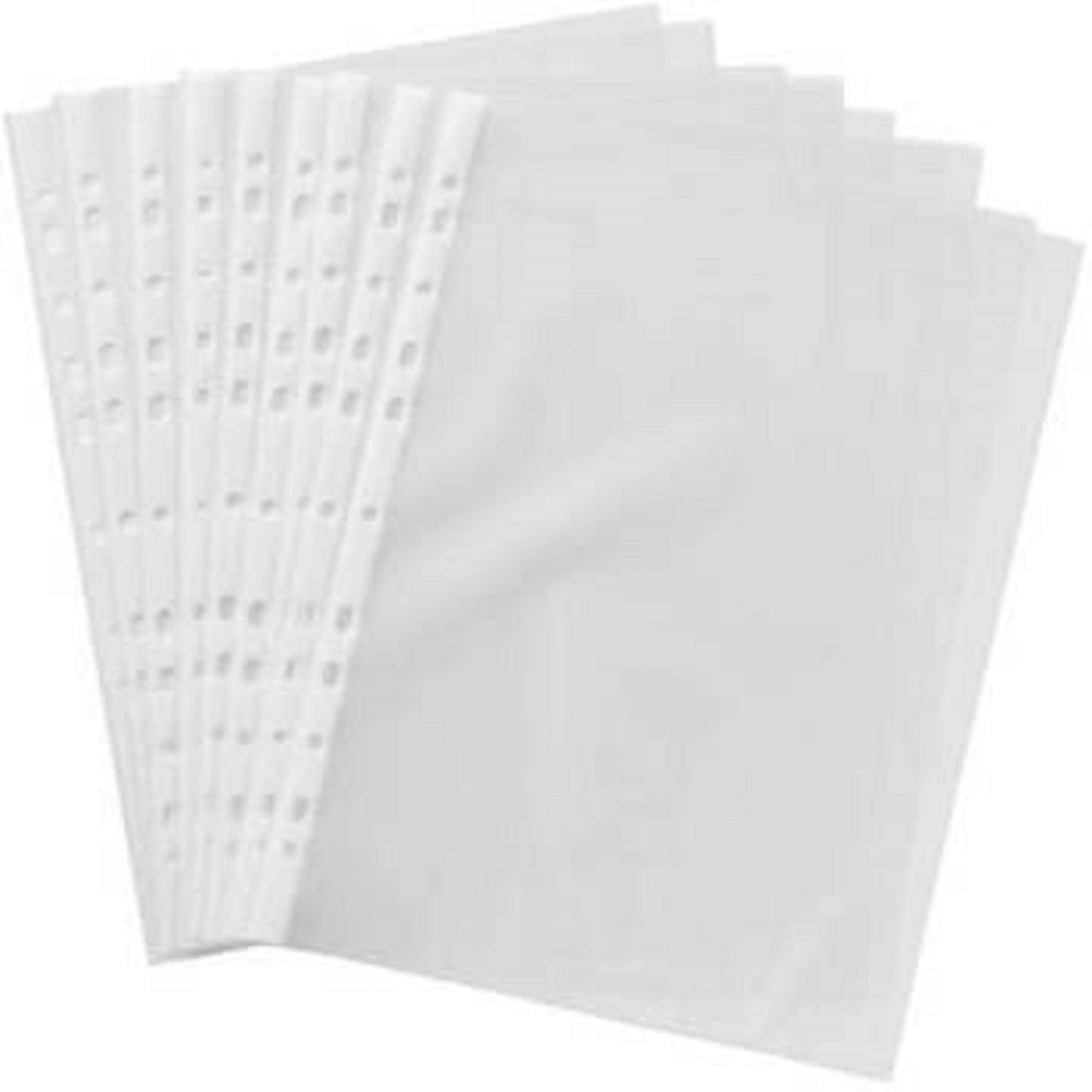 Digismart Heavy Duty 300 Micron Transparent Document Sleeves, Leaf Sheet Clear Certificates/Waterproof Sheet Protectors 11 Holes Punched Ring Files Folder A4 Size - Pack of 25