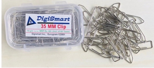 DIGISMART Metal Paper Clip, Gem Clip, Paper U Clip, Metal Steel Clip For Paper Arrangement in Office and School Project, 35 mm