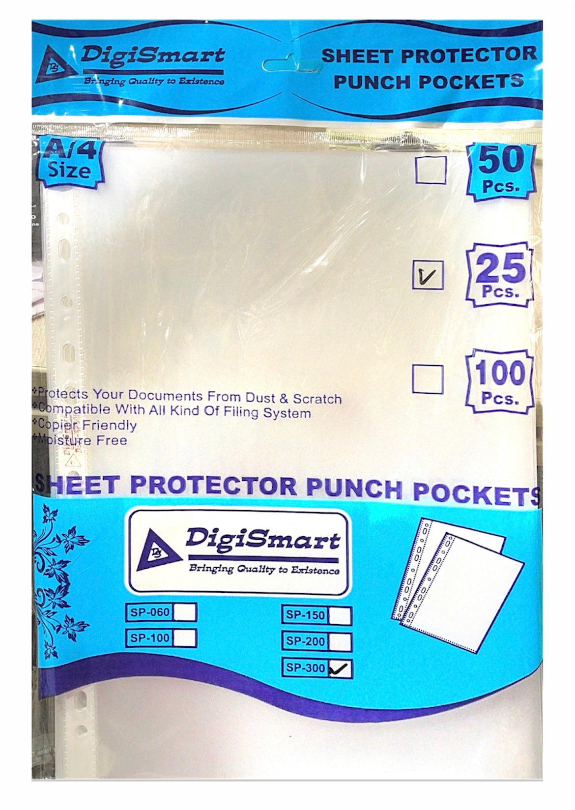 Digismart A4 Punched Pocket, 25 Pages/Pack Sheet Protector Binder Pocket Paper File Letter Sheet Protector Binder Sleeves, Clear Sheet Protector Transparent Document Pocket Folder Wallets Sleeves(Transparent)